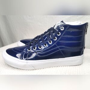 Vans Sk8-Hi Slim Zip patent tumble navy sneakers